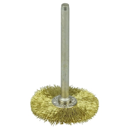 Weiler 1" Miniature Wire Wheel, .005" Brass Fill, 1/8" Stem 26016